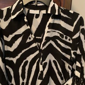 3/4 zebra print blouse